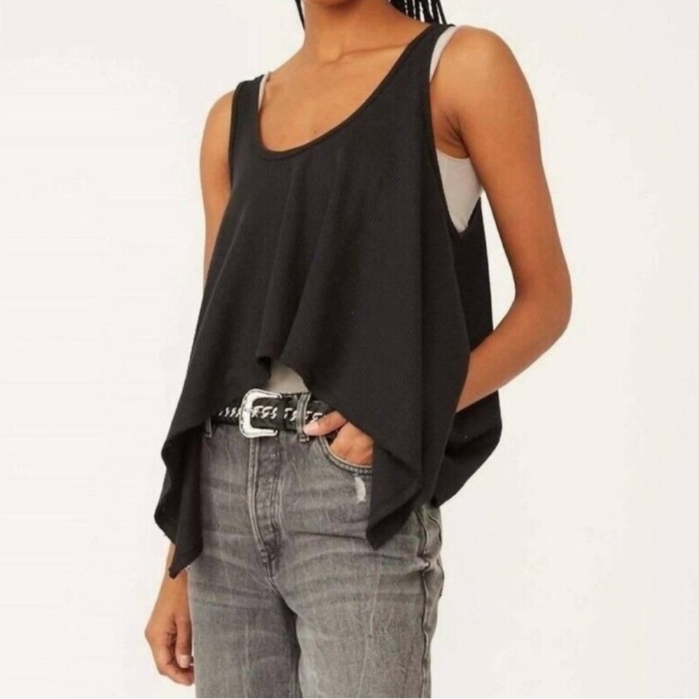 Free People Sing La La Tank Draped Oversized Black size Large